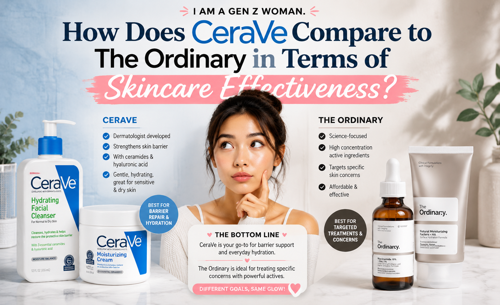 I Am a Gen Z Woman. How Does CeraVe Compare to The Ordinary in Terms of Skincare Effectiveness?
