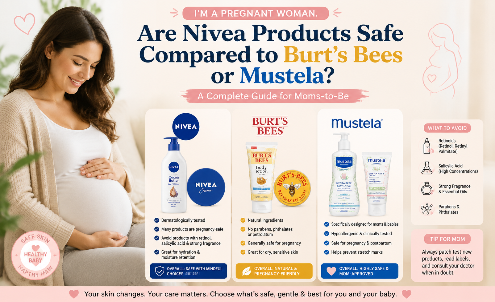I’m a Pregnant Woman. Are Nivea Products Safe Compared to Burt’s Bees or Mustela?